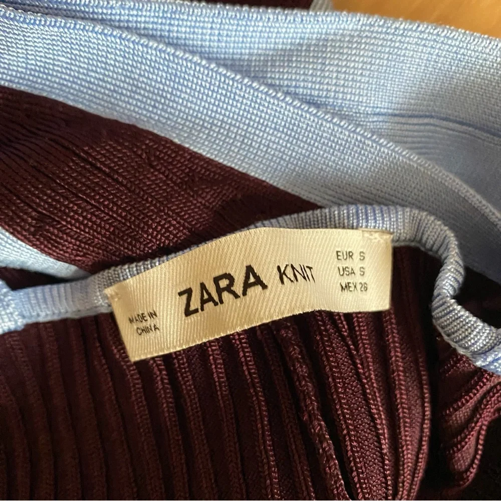 NEW Zara ribbed knit color block maxi dress purple blue - Picture 7 of 8